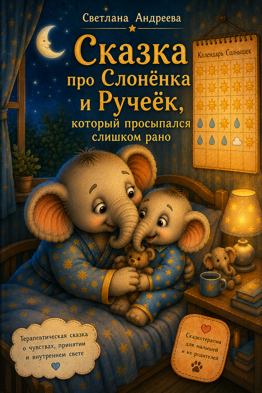 ТЕРАПЕВТИЧЕСКАЯ СКАЗКА «СЛОНЁНОК И РУЧЕЁК, КОТОРЫЙ ПРОСЫПАЛСЯ СЛИШКОМ РАНО» 🐘 Добрая сказка для детей, которые сталкиваются с ночными «авариями» 👶 Для детей 3–7 лет 📖 Автор: Светлана Андреева